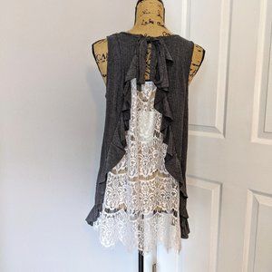 Lace back grey blouse